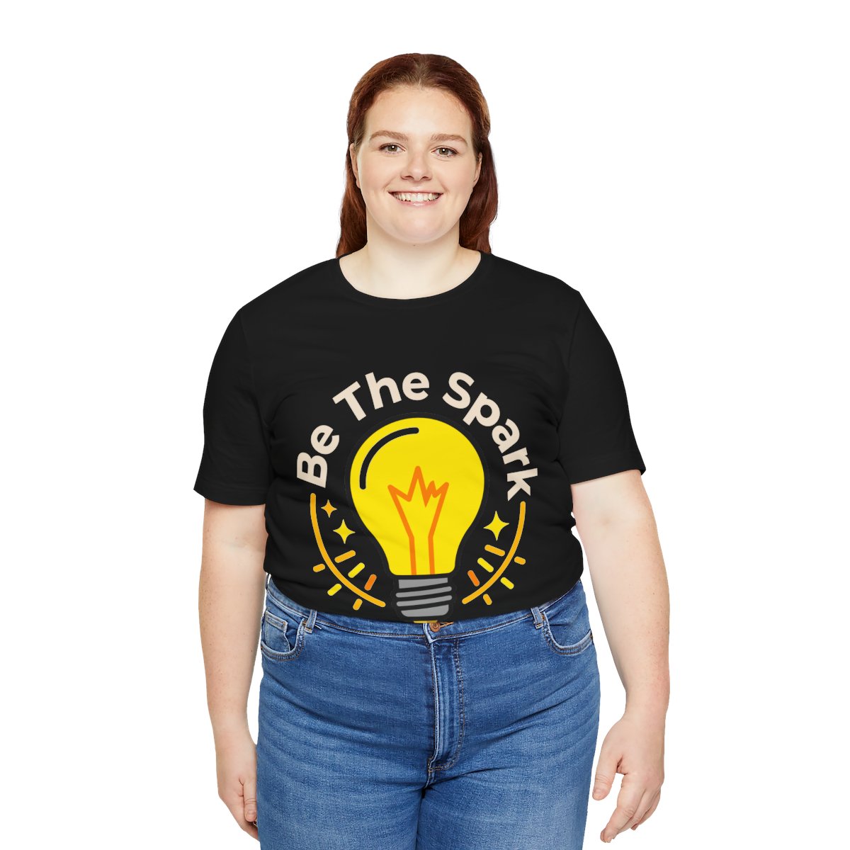 Be The Spark Tee (Light Bulb) in Black, on model
