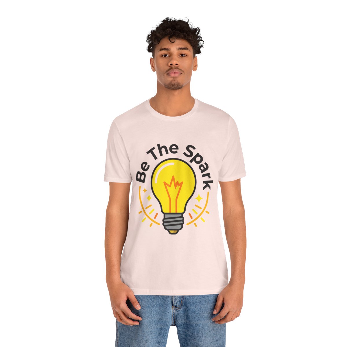Be The Spark Tee (Light Bulb) in Soft Pink, on model