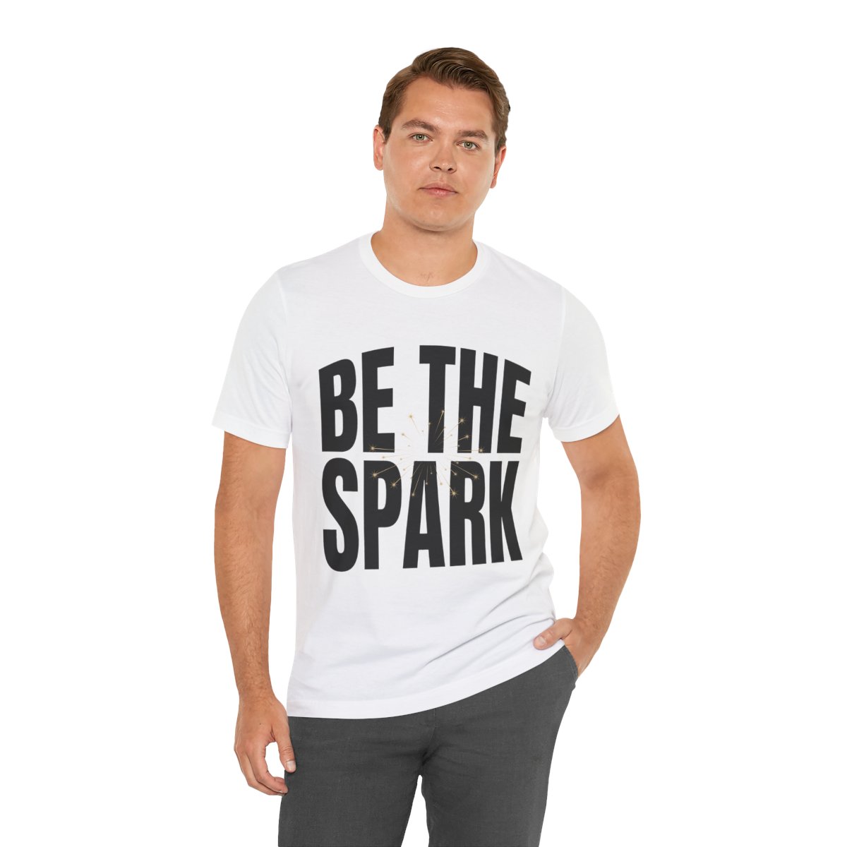 Be The Spark Tee in White, on model