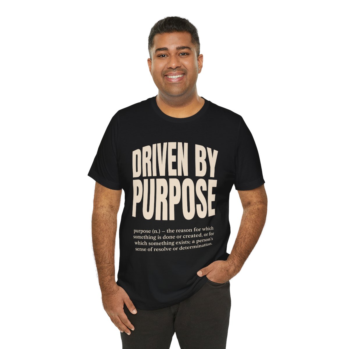 Driven by Purpose Tee (Definition) in Black, on model