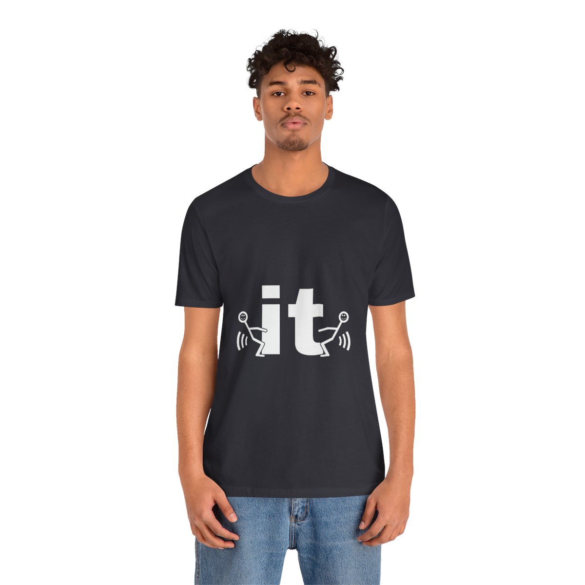 F It x2 Tee in Dark Grey, on model