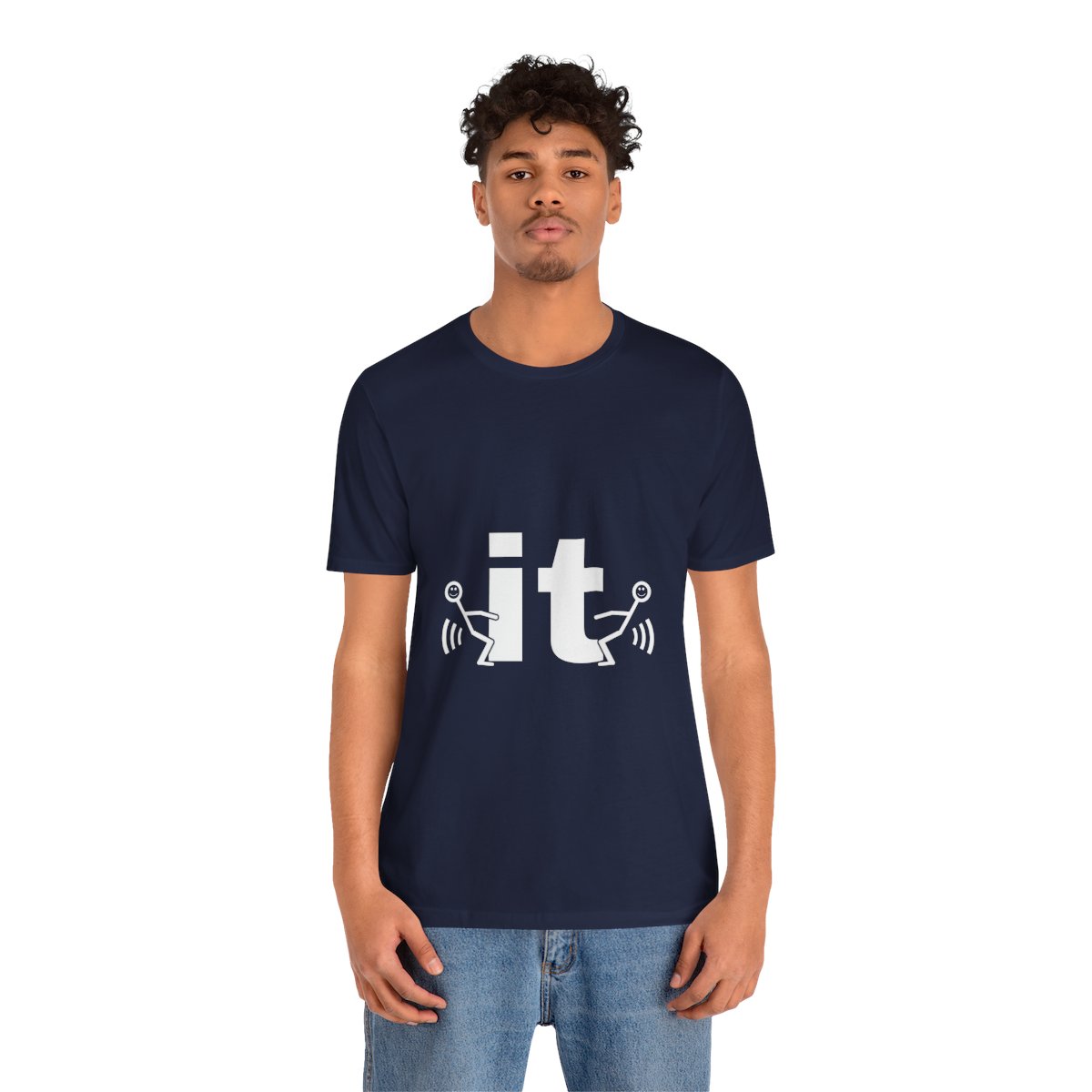 F It x2 Tee in Navy, on model