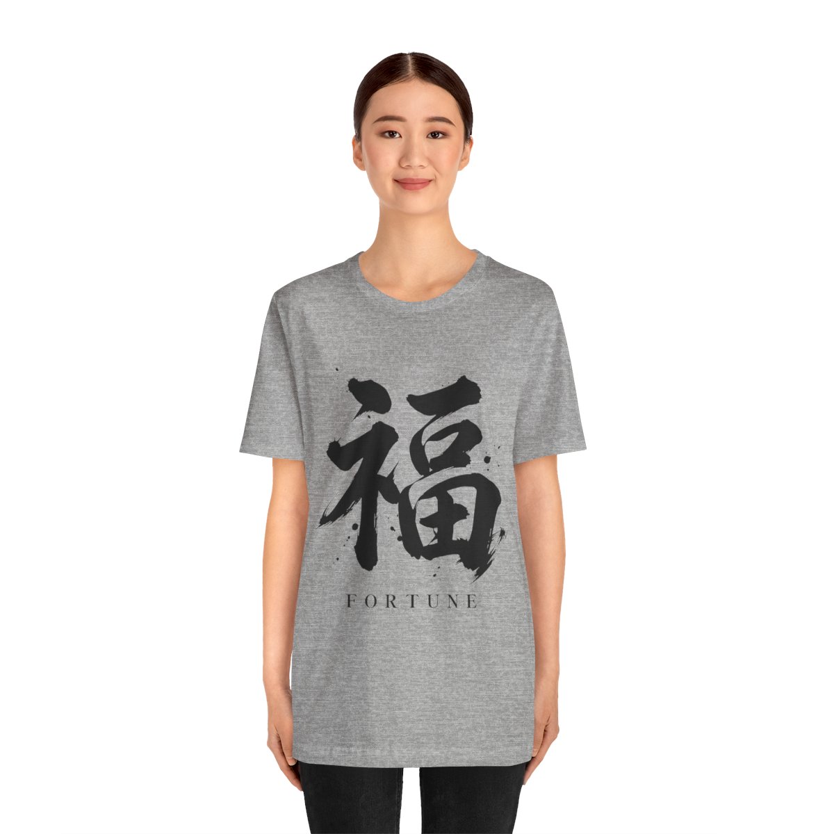 Fortune Kanji Tee in Athletic Heather, on model