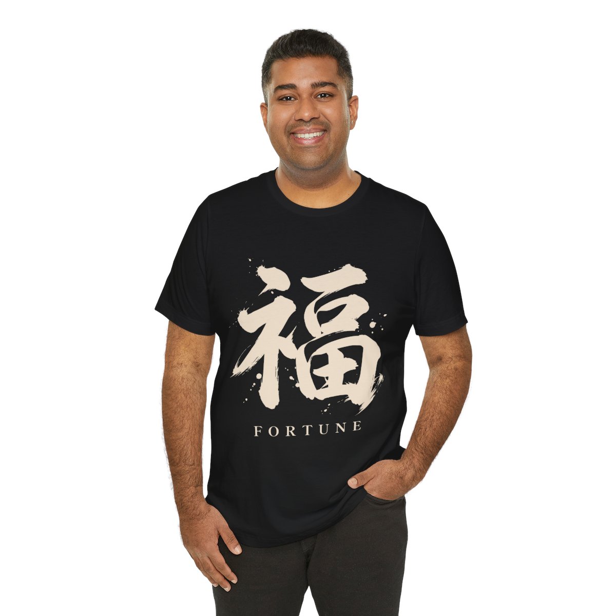 Fortune Kanji Tee in Black, on model