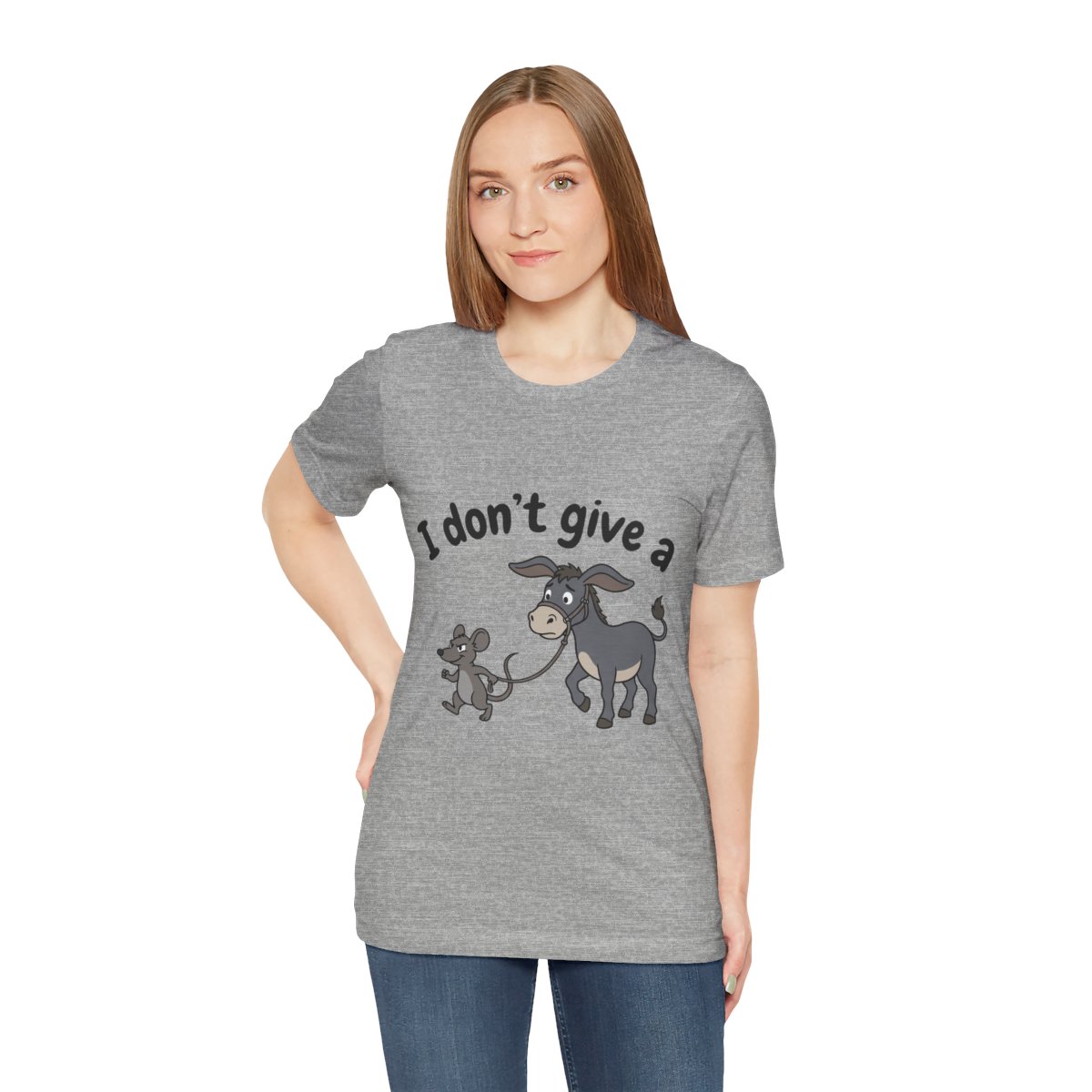 I Don't Give a Rat's Ass (Full Color) Tee in Athletic Heather, on model