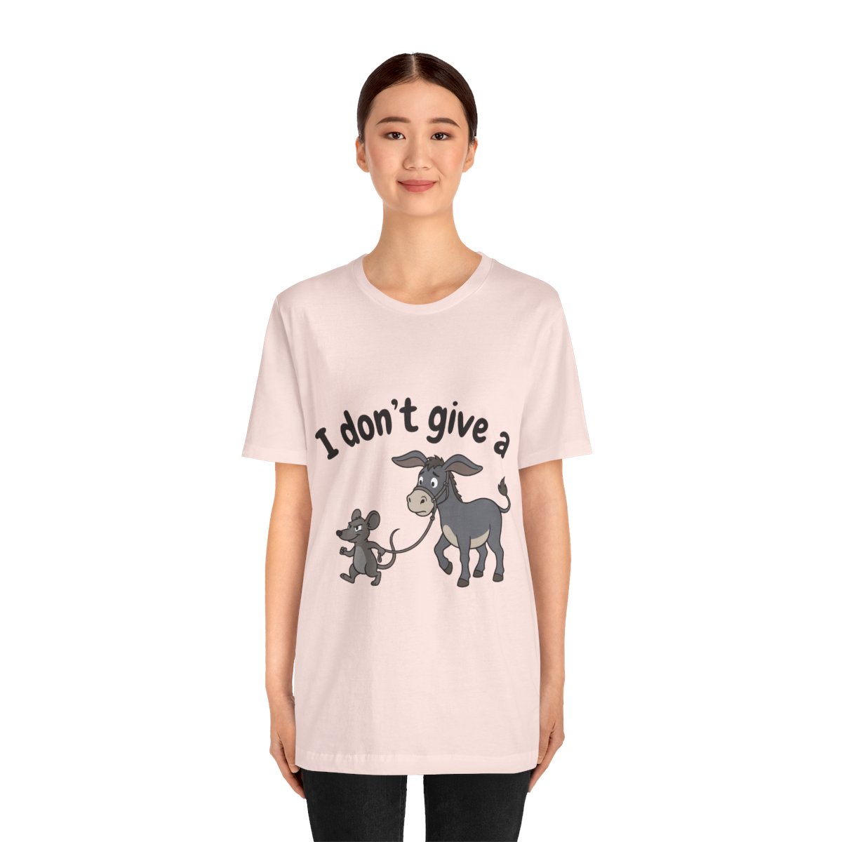 I Don't Give a Rat's Ass (Full Color) Tee in Soft Pink, on model