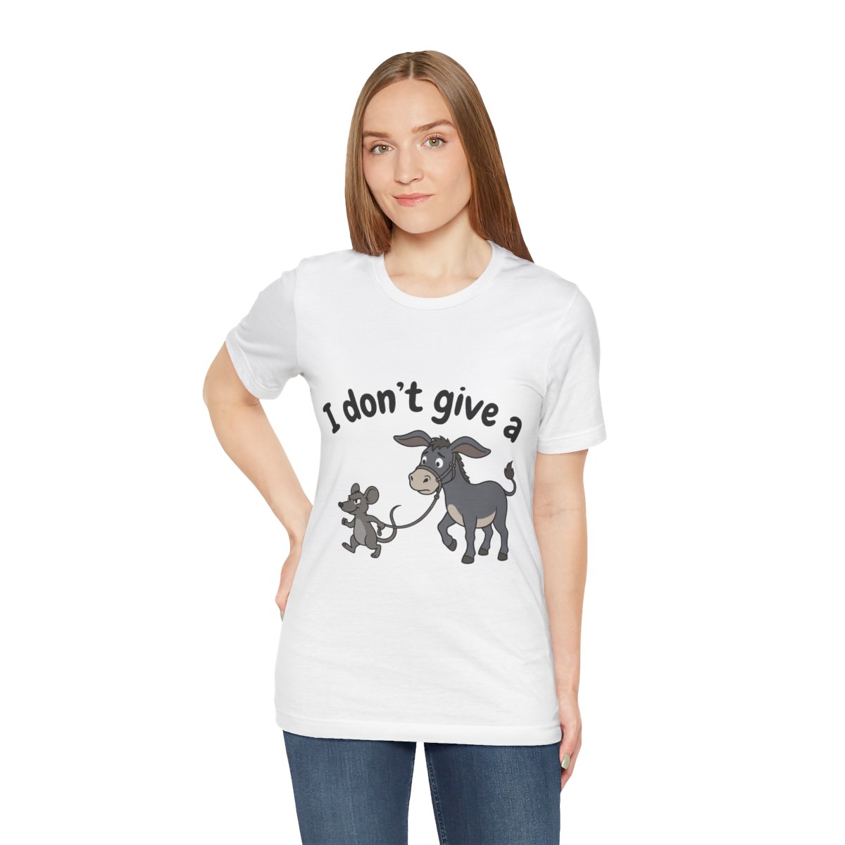 I Don't Give a Rat's Ass (Full Color) Tee in White, on model