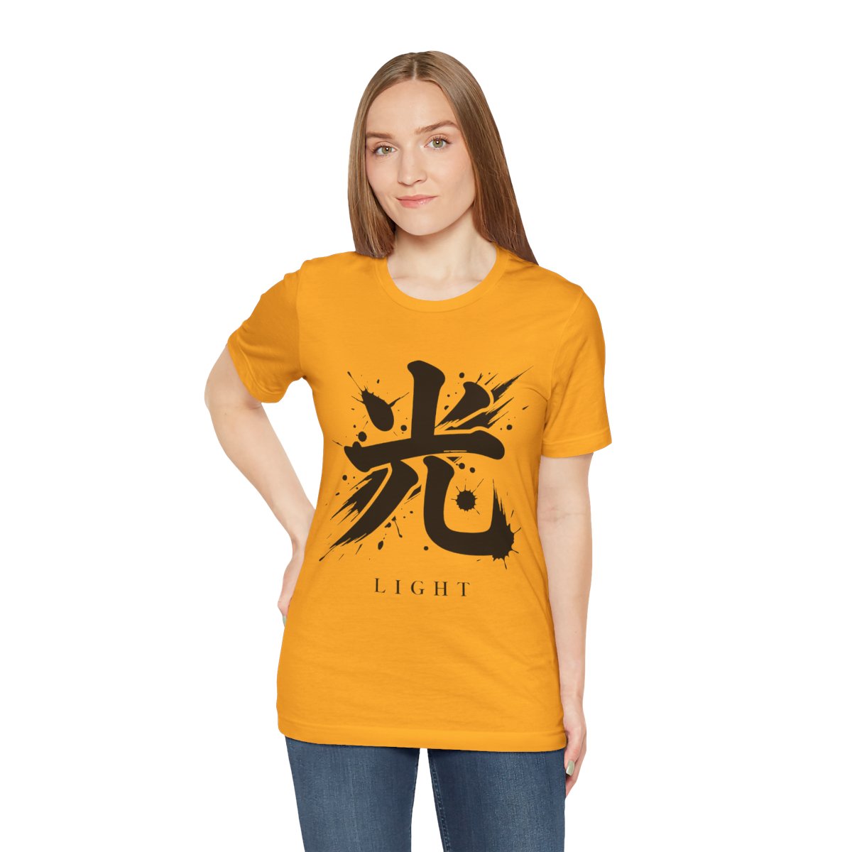 Light Kanji Tee in Gold, on model