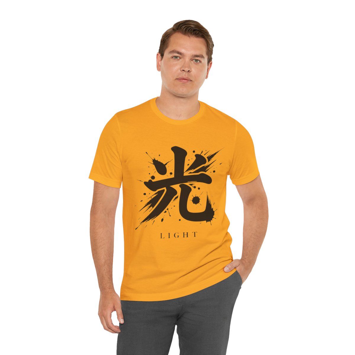 Light Kanji Tee in Gold, on model