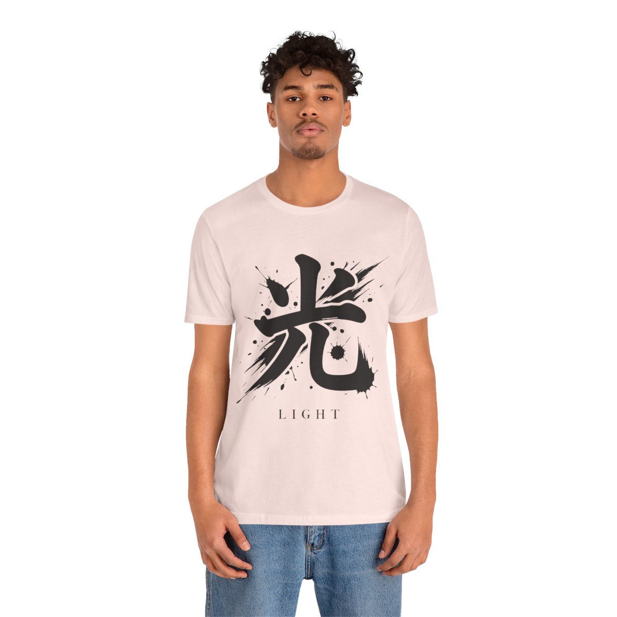 Light Kanji Tee in Soft Pink, on model