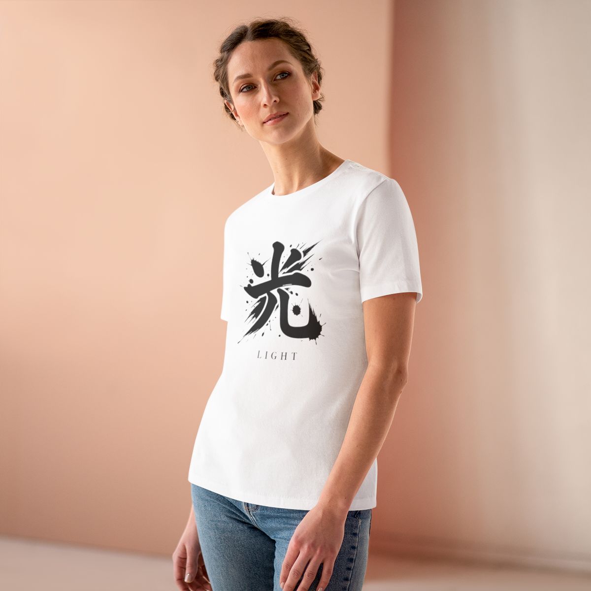 Light Kanji Women's Tee in White, on model
