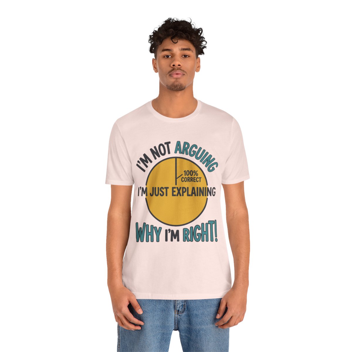 Not Arguing Why I'm Right Tee in Soft Pink, on model