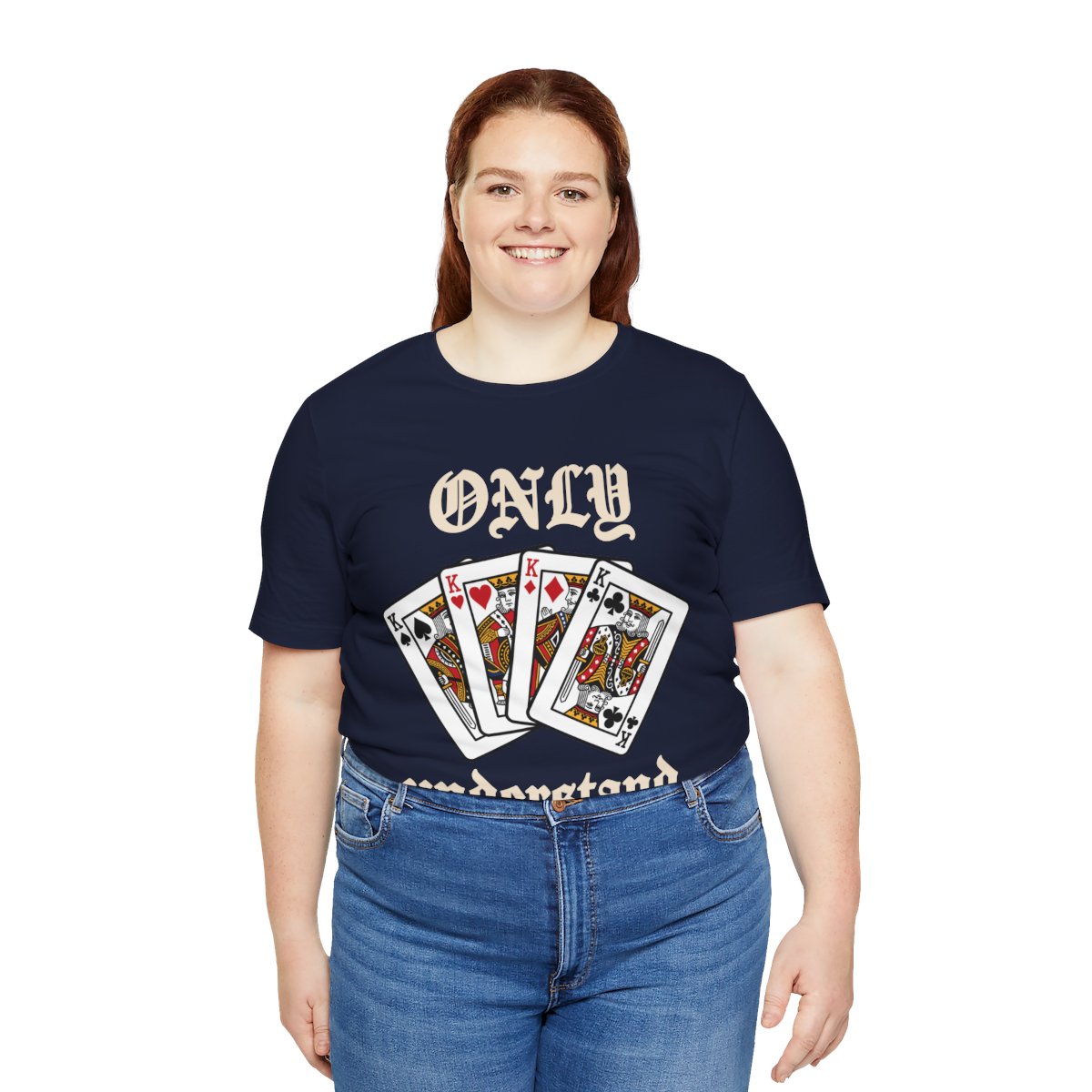 Only Kings Understand Tee in Navy, on model