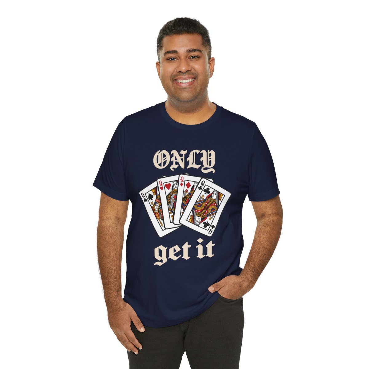 Only Queens Get It Tee in Navy, on model
