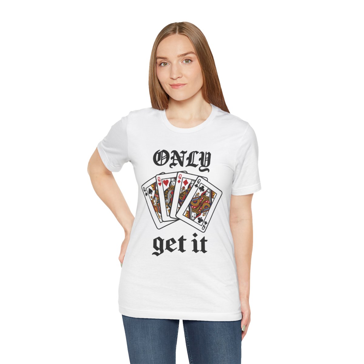 Only Queens Get It Tee in White, on model