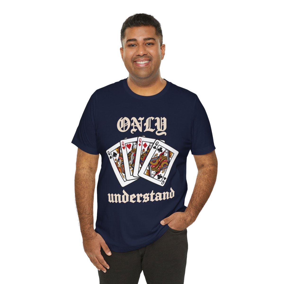 Only Queens Understand Tee in Navy, on model