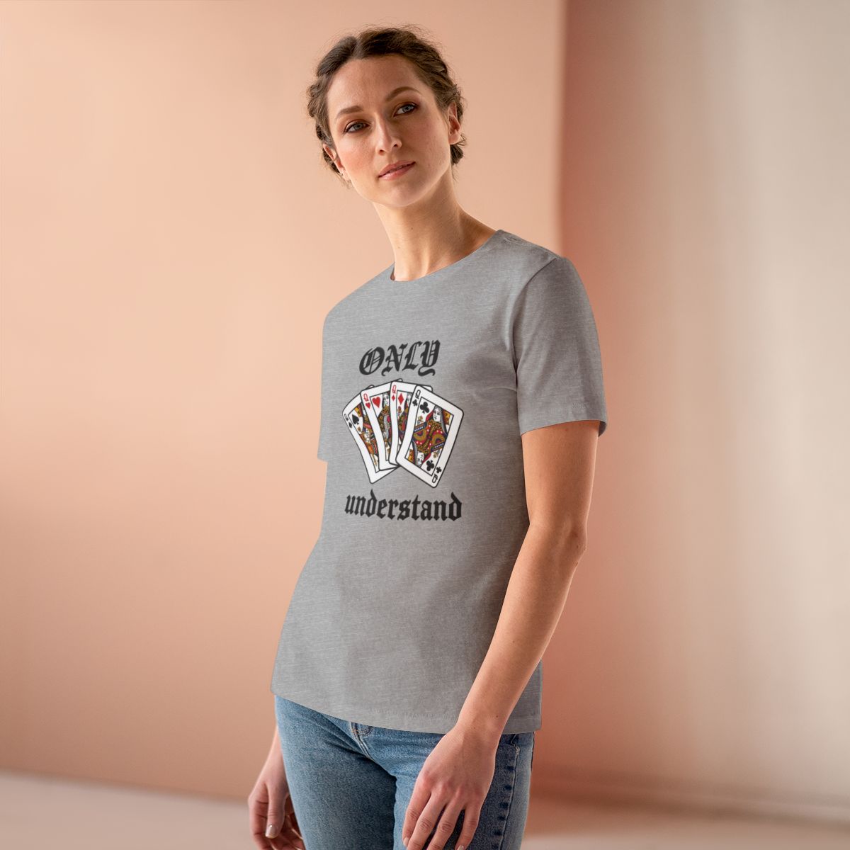 Only Queens Understand Women's Tee in Athletic Heather, on model