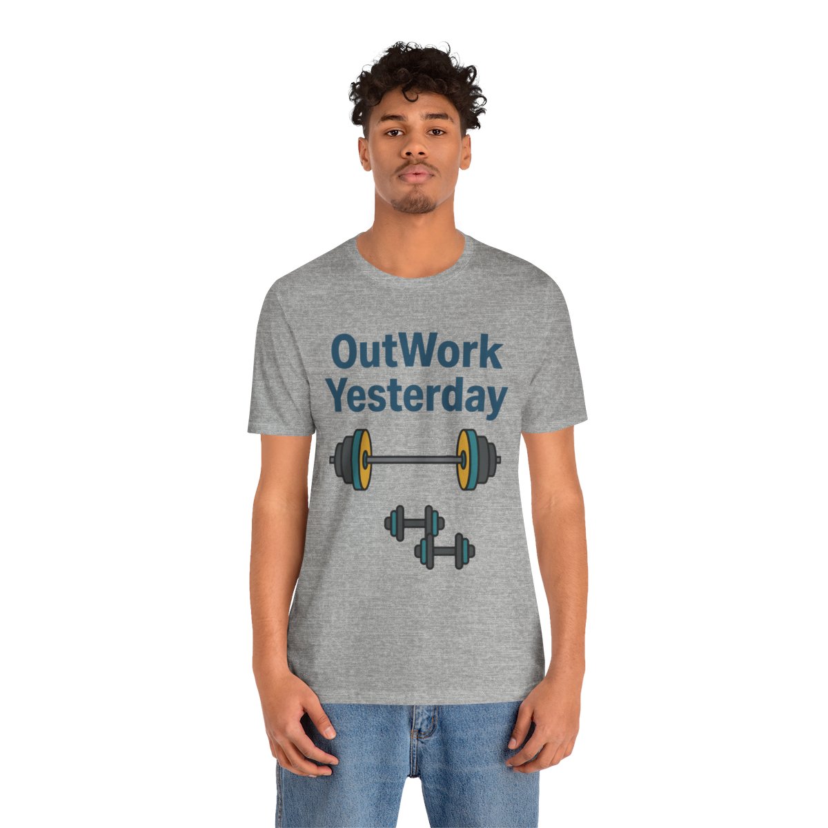 OutWork Yesterday Tee in Athletic Heather, on model