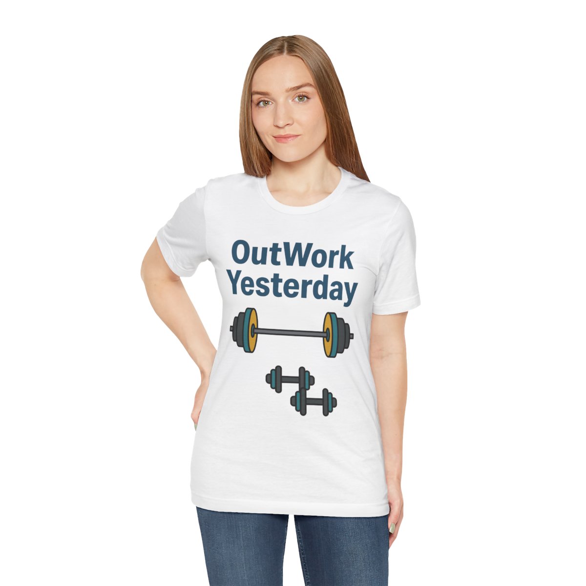 OutWork Yesterday Tee in White, on model
