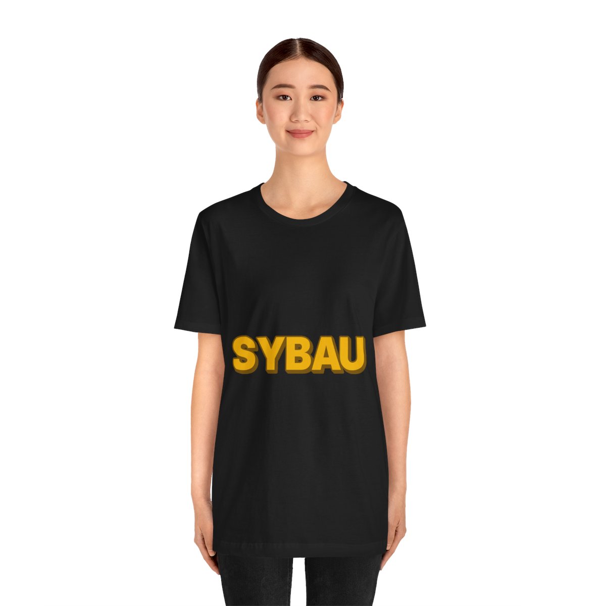 SYBAU Tee in Black, on model
