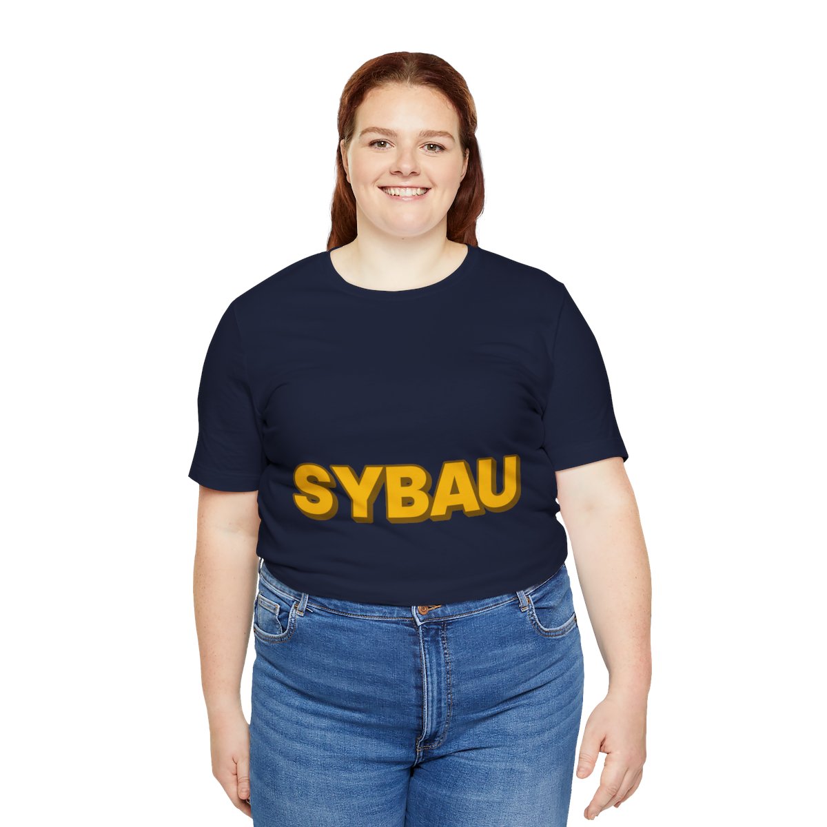 SYBAU Tee in Navy, on model