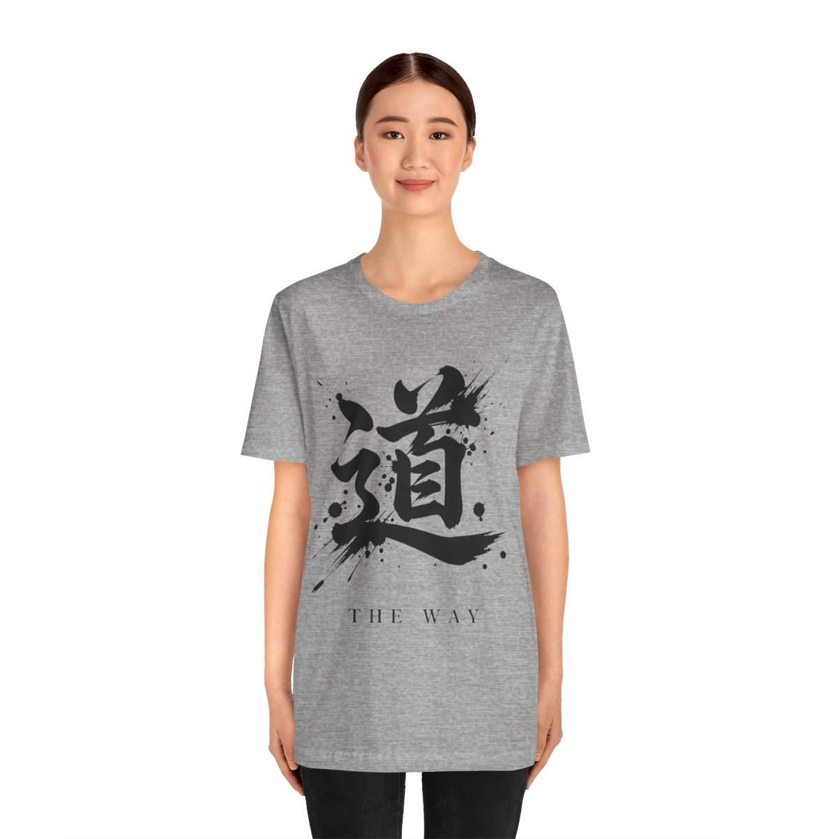 The Way Kanji Tee in Athletic Heather, on model