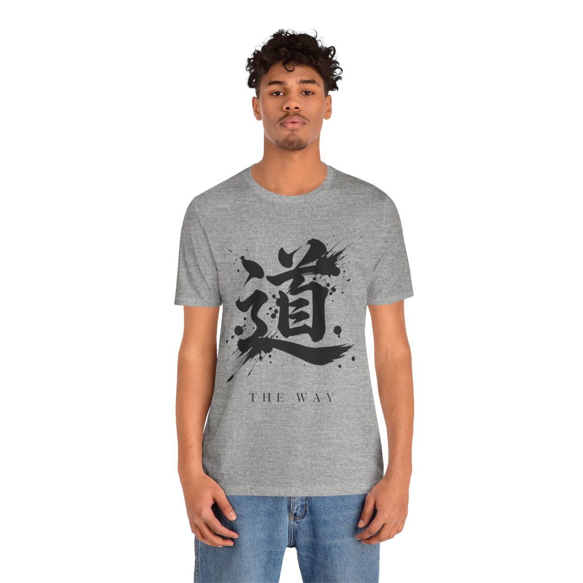 The Way Kanji Tee in Athletic Heather, on model