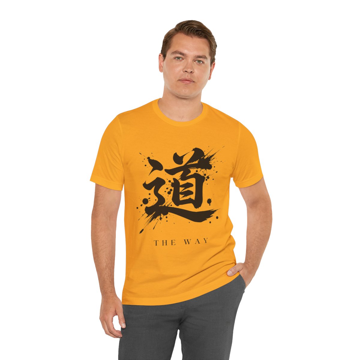 The Way Kanji Tee in Gold, on model