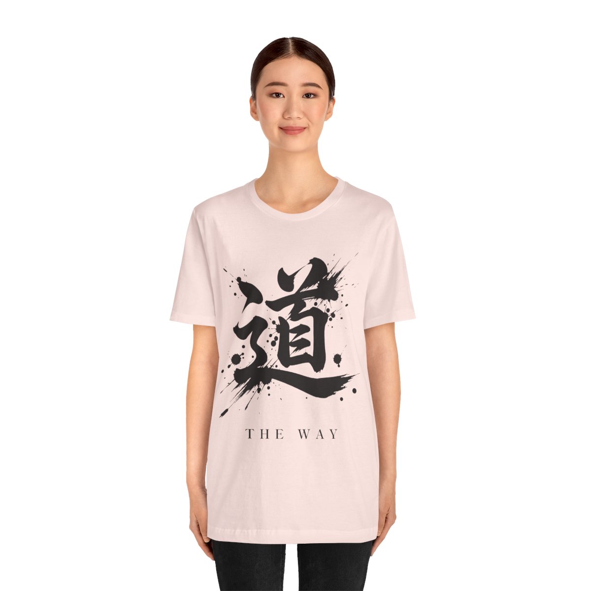 The Way Kanji Tee in Soft Pink, on model