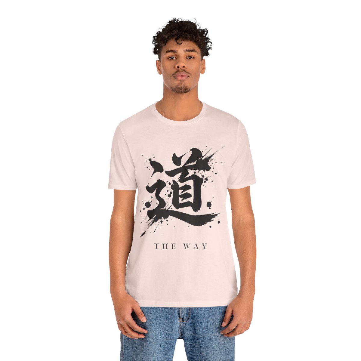 The Way Kanji Tee in Soft Pink, on model